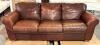 DESCRIPTION: 90" GENUINE LEATHER SOFA- BROWN INFORMATION: GOOD CONDITION SIZE: 90"