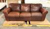 DESCRIPTION: 90" GENUINE LEATHER SOFA- BROWN INFORMATION: GOOD CONDITION SIZE: 90" - 2