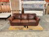 DESCRIPTION: 90" GENUINE LEATHER SOFA- BROWN INFORMATION: GOOD CONDITION SIZE: 90" - 3