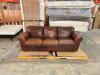 DESCRIPTION: 90" GENUINE LEATHER SOFA- BROWN INFORMATION: GOOD CONDITION SIZE: 90" - 4