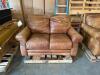 DESCRIPTION: 60" GENUINE LEATHER LOVESEAT- BOWDEN BROWN BRAND/MODEL: LANE LEATHER INFORMATION: GOOD CONDITION SIZE: 60" - 3