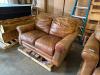 DESCRIPTION: 60" GENUINE LEATHER LOVESEAT- BOWDEN BROWN BRAND/MODEL: LANE LEATHER INFORMATION: GOOD CONDITION SIZE: 60" - 4