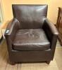 DESCRIPTION: LEATHER ARM CHAIR- BROWN