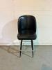 DESCRIPTION: LEATHER BARSTOOL- BLACK - 2