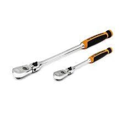 DESCRIPTION: (1) LOCKING FLEX RATCHET SET BRAND/MODEL: GEARWRENCH #81275T INFORMATION: YELLOW AND BLACK HANDLE RETAIL$: $126.99 TOTAL SIZE: 2 PIECE, 1