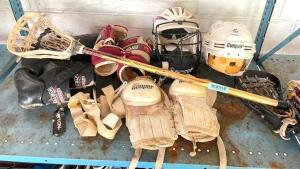 ASSORTED VINTAGE SPORTS GEAR AS SHOWN