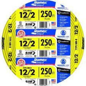 DESCRIPTION: (1) SPOOL OF INDOOR NON METALLIC WIRE BRAND/MODEL: SOUTHWIRE ROMEX RETAIL$: $150.00 EA SIZE: 250 FT QTY: 1