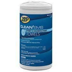 DESCRIPTION: (12) CLEAN EMS SPIRIT 2 DISINFECTANT TOWELS BRAND/MODEL: ZEP SIZE: 40 PRE MEASURED TOWELETTES 1"X10" QTY: 12