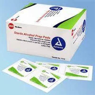 DESCRIPTION: (2) BOXES OF (20) BOXES OF (100) ALCOHOL PREP PADS BRAND/MODEL: DYNAREX RETAIL$: $75.00 EA QTY: 2