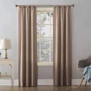 DESCRIPTION: (4) TEXTURED CURTAIN PANEL BRAND/MODEL: MAINSTAYS INFORMATION: LIGHT BROWN RETAIL$: $15.28 EA SIZE: 38X63 QTY: 4