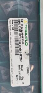 DESCRIPTION: (20) TNMC CARBIDE THREADING INSERTS BRAND/MODEL: TOOL-FLO TNMC 43 NT 12P ST EXT W.0362 GPX50C RETAIL$: $25.26 PER INSERT QTY: 20