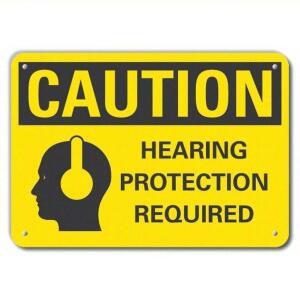 DESCRIPTION: (6) REFLECTIVE HEARING CAUTION SIGN BRAND/MODEL: 49VH17 RETAIL$: $20.00 EA QTY: 6