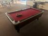 DESCRIPTION: DYNAMO POOL TABLE WITH ACCESSORIES ADDITIONAL INFORMATION: GOOD CONDITION. SEE PHOTOS FOR LOT ACCESSORIES. SOLD AS SET. LOCATION: CLINIC - 3