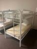 DESCRIPTION: TWIN OVER TWIN WHITE METAL FRAMED BUNK BED WITH MATTRESSES RETAIL PRICE: 233.8 ADDITIONAL INFORMATION: GREAT CONDITION WITH MINOR COSMETI