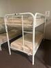 DESCRIPTION: TWIN OVER TWIN WHITE METAL FRAMED BUNK BED WITH MATTRESSES RETAIL PRICE: 233.8 ADDITIONAL INFORMATION: GREAT CONDITION WITH MINOR COSMETI