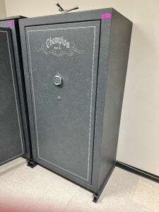 DESCRIPTION: CHAMPION 1000-43 MEDALIST SERIES MD-43 GUN SAFE. BRAND / MODEL: CHAMPION 1000-43 ADDITIONAL INFORMATION LOCKED, NO COMBINATION SIZE 25" X