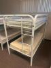 DESCRIPTION: TWIN OVER TWIN WHITE METAL FRAMED BUNK BED WITH MATTRESSES RETAIL PRICE: 233.8 ADDITIONAL INFORMATION: GREAT CONDITION WITH MINOR COSMETI