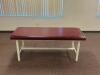 DESCRIPTION: 72" METAL FRAME VINYL FLAT TOP STRAIGHT LINE TREATMENT TABLE RETAIL PRICE: $500.00 ADDITIONAL INFORMATION: EXCELLENT CONDITION. STOCK PHO - 3