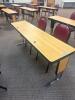 DESCRIPTION: 72" ADJUSTABLE HEIGHT LAMINATE TOP SEMINAR TABLE WITH FOLDING PANEL LEGS RETAIL PRICE: $200 ADDITIONAL INFORMATION: TABLE ONLY. EXCELLENT - 2