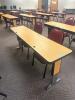 DESCRIPTION: 72" ADJUSTABLE HEIGHT LAMINATE TOP SEMINAR TABLE WITH FOLDING PANEL LEGS RETAIL PRICE: $200 ADDITIONAL INFORMATION: TABLE ONLY. EXCELLENT - 2