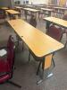 DESCRIPTION: 72" ADJUSTABLE HEIGHT LAMINATE TOP SEMINAR TABLE WITH FOLDING PANEL LEGS RETAIL PRICE: $200 ADDITIONAL INFORMATION: TABLE ONLY. EXCELLENT - 2