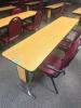 DESCRIPTION: 72" ADJUSTABLE HEIGHT LAMINATE TOP SEMINAR TABLE WITH FOLDING PANEL LEGS RETAIL PRICE: $200 ADDITIONAL INFORMATION: TABLE ONLY. EXCELLENT - 2