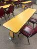 DESCRIPTION: 72" ADJUSTABLE HEIGHT LAMINATE TOP SEMINAR TABLE WITH FOLDING PANEL LEGS RETAIL PRICE: $200 ADDITIONAL INFORMATION: TABLE ONLY. EXCELLENT - 2