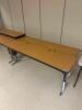 DESCRIPTION: (2) - 72" ADJUSTABLE HEIGHT LAMINATE TOP SEMINAR TABLES WITH FOLDING PANEL LEGS RETAIL PRICE: $200.00 EACH ADDITIONAL INFORMATION: TABLE - 3