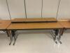 DESCRIPTION: (2) - 72" ADJUSTABLE HEIGHT LAMINATE TOP SEMINAR TABLES WITH FOLDING PANEL LEGS RETAIL PRICE: $200.00 EACH ADDITIONAL INFORMATION: TABLE - 3