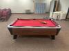 DESCRIPTION: DYNAMO POOL TABLE WITH ACCESSORIES ADDITIONAL INFORMATION: GOOD CONDITION. SEE PHOTOS FOR LOT ACCESSORIES. SOLD AS SET. LOCATION: CLINIC - 2