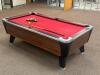 DESCRIPTION: DYNAMO POOL TABLE WITH ACCESSORIES ADDITIONAL INFORMATION: GOOD CONDITION. SEE PHOTOS FOR LOT ACCESSORIES. SOLD AS SET. LOCATION: CLINIC - 4