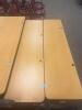 DESCRIPTION: (2) - 72" ADJUSTABLE HEIGHT LAMINATE TOP SEMINAR TABLES WITH FOLDING PANEL LEGS RETAIL PRICE: $200.00 EACH ADDITIONAL INFORMATION: TABLE - 3