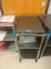 DESCRIPTION: THREE TIER STAINLESS STEEL UTILITY CART BRAND / MODEL: LAKESIDE RETAIL PRICE: $246.00 ADDITIONAL INFORMATION: GREAT CONDITION WITH MINOR - 3