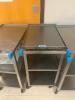 DESCRIPTION: THREE TIER STAINLESS STEEL UTILITY CART BRAND / MODEL: LAKESIDE RETAIL PRICE: $246.00 ADDITIONAL INFORMATION: GREAT CONDITION WITH MINOR - 3