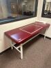 DESCRIPTION: 72" METAL FRAME VINYL FLAT TOP STRAIGHT LINE TREATMENT TABLE RETAIL PRICE: $500.00 ADDITIONAL INFORMATION: EXCELLENT CONDITION. STOCK PHO - 2