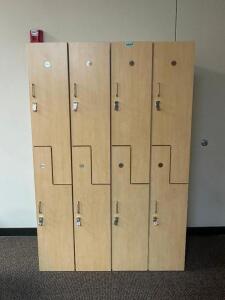 DESCRIPTION: 72" / 8 COMPARTMENT LOCKER SYSTEM SIZE: SEE PHOTOS LOCATION: CLINIC 7 THIS LOT IS: ONE MONEY QTY: 1