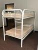 DESCRIPTION: (4) - TWIN OVER TWIN WHITE METAL FRAMED BUNK BEDS WITH MATTRESSES RETAIL PRICE: $233.80 EACH ADDITIONAL INFORMATION: (4) - BUNK BEDS TOTA - 5