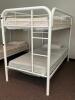 DESCRIPTION: (4) - TWIN OVER TWIN WHITE METAL FRAMED BUNK BEDS WITH MATTRESSES RETAIL PRICE: $233.80 EACH ADDITIONAL INFORMATION: (4) - BUNK BEDS TOTA - 6