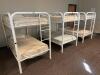 DESCRIPTION: (4) - TWIN OVER TWIN WHITE METAL FRAMED BUNK BEDS WITH MATTRESSES RETAIL PRICE: $233.80 EACH ADDITIONAL INFORMATION: (4) - BUNK BEDS TOTA