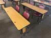 DESCRIPTION: (2) - 72" ADJUSTABLE HEIGHT LAMINATE TOP SEMINAR TABLES WITH FOLDING PANEL LEGS RETAIL PRICE: $200.00 EACH ADDITIONAL INFORMATION: TABLE - 3