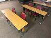 DESCRIPTION: (2) - 72" ADJUSTABLE HEIGHT LAMINATE TOP SEMINAR TABLES WITH FOLDING PANEL LEGS RETAIL PRICE: $200.00 EACH ADDITIONAL INFORMATION: TABLE - 3