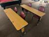 DESCRIPTION: (2) - 72" ADJUSTABLE HEIGHT LAMINATE TOP SEMINAR TABLES WITH FOLDING PANEL LEGS RETAIL PRICE: $200.00 EACH ADDITIONAL INFORMATION: TABLE - 3