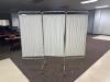 DESCRIPTION: THREE PANEL FOLDING SET UP SCREENS SIZE: 27" X 71" PANELS LOCATION: CLINIC 7 THIS LOT IS: ONE MONEY QTY: 1 - 6