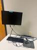 DESCRIPTION: WALL MOUNTED MONITOR AND ACCESSORY SET ADDITIONAL INFORMATION: KEYBOARD AND MOUSE INCLUDED. SIZE: SEE PHOTOS LOCATION: CLINIC 7 MEDICAL L - 2