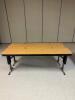 DESCRIPTION: (2) - 72" ADJUSTABLE HEIGHT LAMINATE TOP SEMINAR TABLES WITH FOLDING PANEL LEGS RETAIL PRICE: $200.00 EACH ADDITIONAL INFORMATION: TABLE - 3