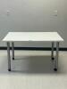 DESCRIPTION: ROLLING MEDIA TABLE SIZE: 30" X 48" X 28" LOCATION: CLINIC 7 THIS LOT IS: ONE MONEY QTY: 1 - 2