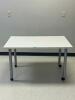 DESCRIPTION: ROLLING MEDIA TABLE SIZE: 30" X 48" X 28" LOCATION: CLINIC 7 THIS LOT IS: ONE MONEY QTY: 1 - 3