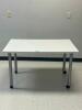 DESCRIPTION: ROLLING MEDIA TABLE SIZE: 30" X 48" X 28" LOCATION: CLINIC 7 THIS LOT IS: ONE MONEY QTY: 1 - 4