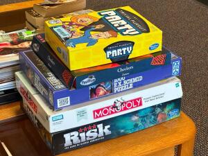 DESCRIPTION: ASSORTED BOARD GAMES AND BOOKS LOCATION: CLINIC 8 THIS LOT IS: ONE MONEY QTY: 1