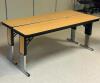 DESCRIPTION: (2) - 72" ADJUSTABLE HEIGHT LAMINATE TOP SEMINAR TABLES WITH FOLDING PANEL LEGS RETAIL PRICE: $200.00 EACH ADDITIONAL INFORMATION: TABLE
